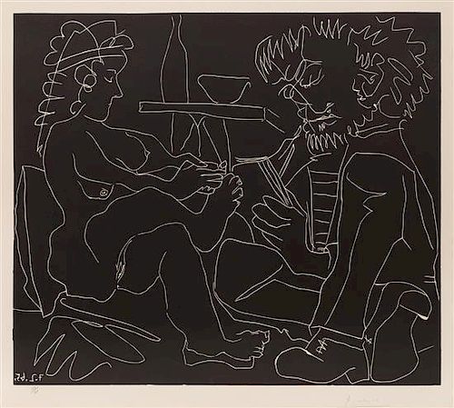 * Pablo Picasso, (Spanish, 1881-1973), Le peintre et son modele, 1965