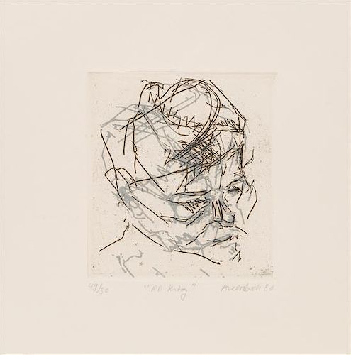 Frank Auerbach, (British, b. 1931), R.B. Kitaj (from Six Etchings of Heads), 1980