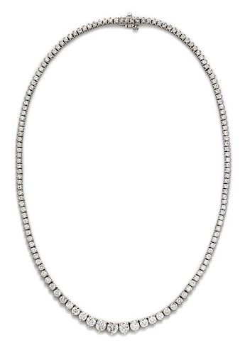 A 14 Karat White Gold and Diamond Riviera Necklace, 14.30 dwts.