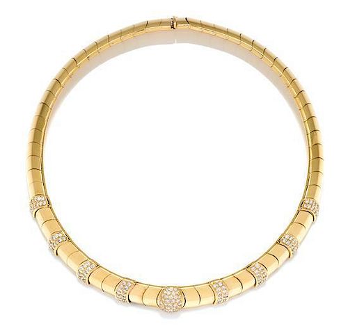 An 18 Karat Yellow Gold and Diamond Collar Necklace, Brasolin, 63.20 dwts,