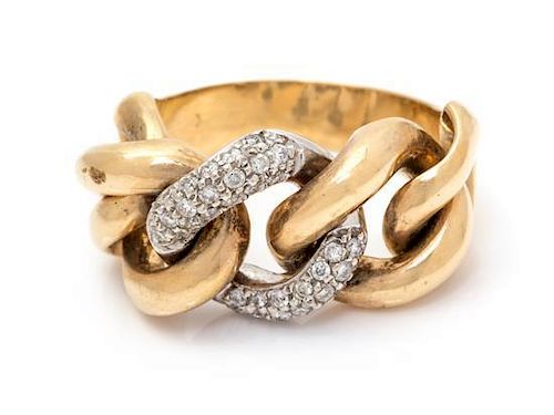 A Bicolor Gold and Diamond Ring, 7.40 dwts.