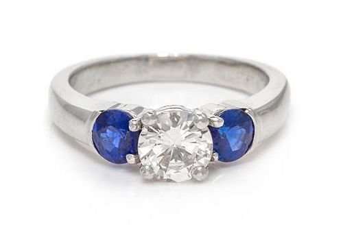 A Platinum, Diamond and Sapphire Ring, 5.50 dwts.