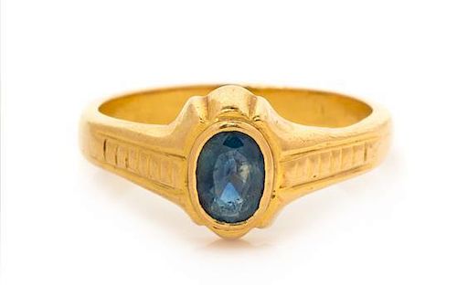 A Yellow Gold and Sapphire Ring, 5.80 dwts.