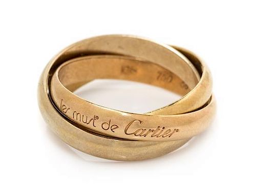 An 18 Karat Tricolor Gold 'Trinity' Ring, Les Must de Cartier, 5.50 dwts.