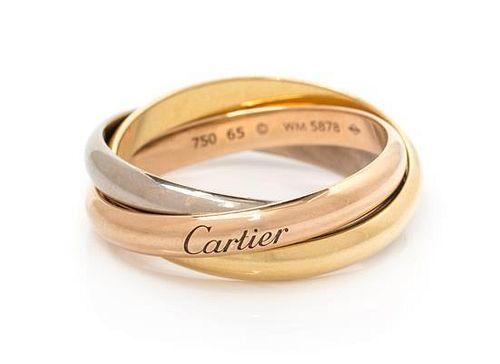 An 18 Karat Tricolor Gold 'Trinity' Ring, Cartier, 8.00 dwts.