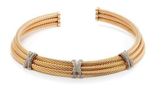 A 14 Karat Bicolor Gold and Diamond Collar Necklace, 41.70 dwts.