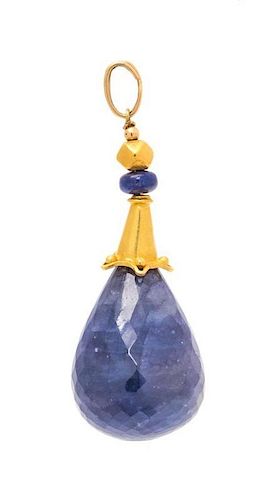 A Yellow Gold and Sapphire Pendant, 11.70 dwts.