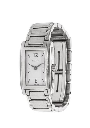 A Stainless Steel 'Grand' Wristwatch, Tiffany & Co., 32.20 dwts.