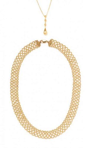 A Collection of 14 Karat Yellow Gold Necklaces, 10.60 dwts.