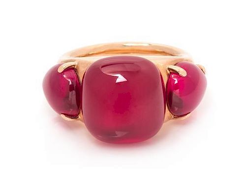 A 9 Karat Rose Gold and Synthentic Ruby "Rouge Passion" Ring, Pomellato, 10.60 dwts.