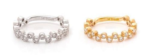 A Collection of 14 Karat Gold and Diamond Stacking Rings, MARS, 2.90 dwts.