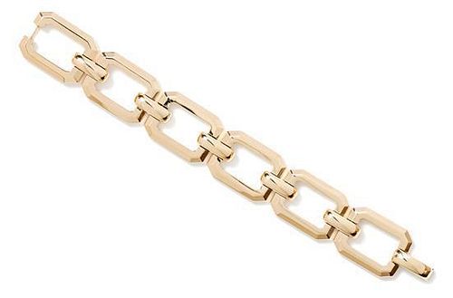 A 14 Karat Yellow Gold and Link Bracelet, 27.60 dwts.