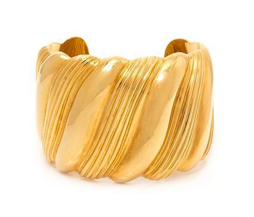 An 18 Karat Yellow Gold Cuff Bracelet, Italian, 32.30 dwts.