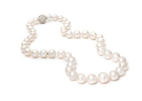 * A Platinum, White Gold, Diamond and Cultured South Sea Pearl Convertable Necklace,