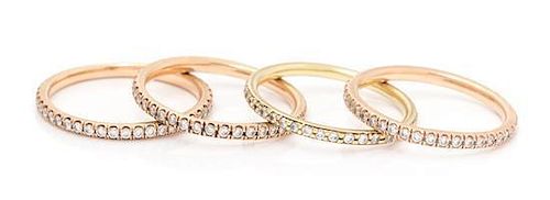 A Collection of 18 Karat Gold and Diamond Eternity Bands, Sam Lehr, 4.00 dwts.
