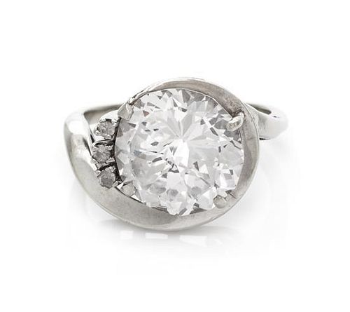 A White Gold and Synthetic White Sapphire Ring,