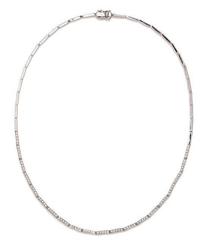 An 18 Karat White Gold and Diamond Link Necklace, Circa 2005, 7.60 dwts.