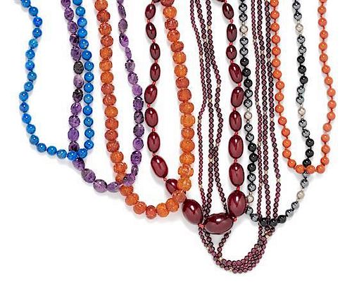 * A Collection of Multigem Bead Necklaces,