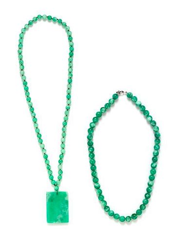 A Collection of Jade Bead Necklaces,