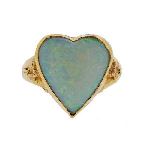 22K Gold Opal Heart Ring