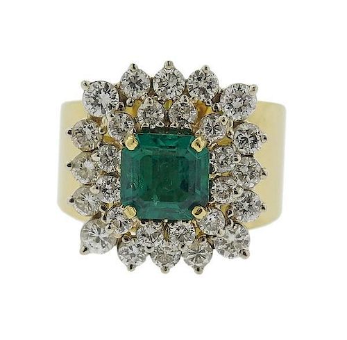 GAL 1.25ct Emerald Diamond 14k Gold Ring