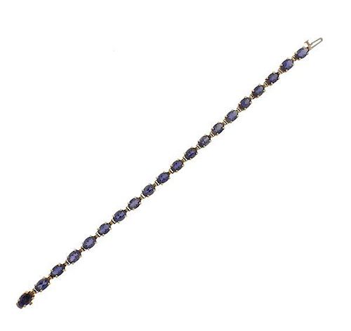 14k Gold Blue Gemstone Bracelet