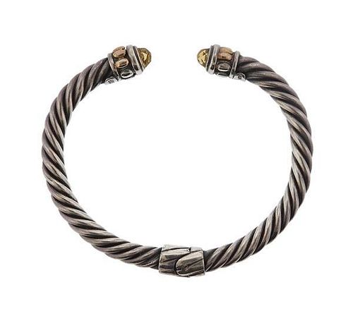Sterling 14k Gold Gemstone Cable Bracelet