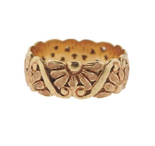 Retro 14k Gold Floral Band Ring