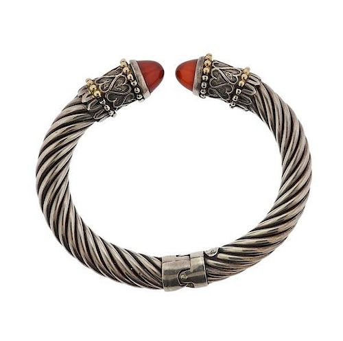 Sterling Silver Carnelian Cable Bracelet