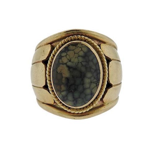 Cortez 14k Gold Green Hardstone Ring