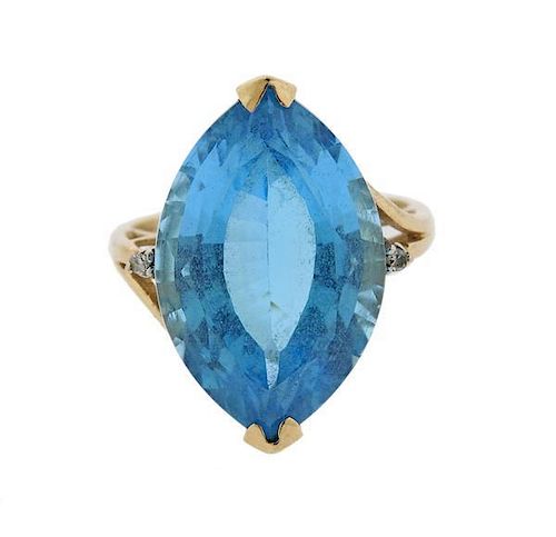 10k Gold Blue Stone Diamond Ring