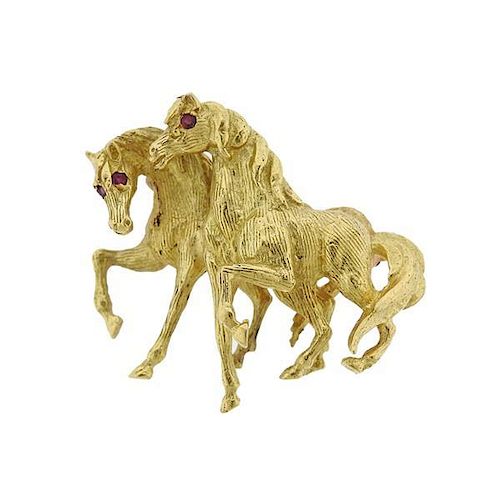18k Gold Horse Brooch Pin