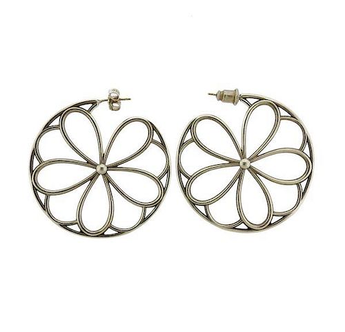 Tiffany &amp; Co Sterling  Flower Hoop Earrings