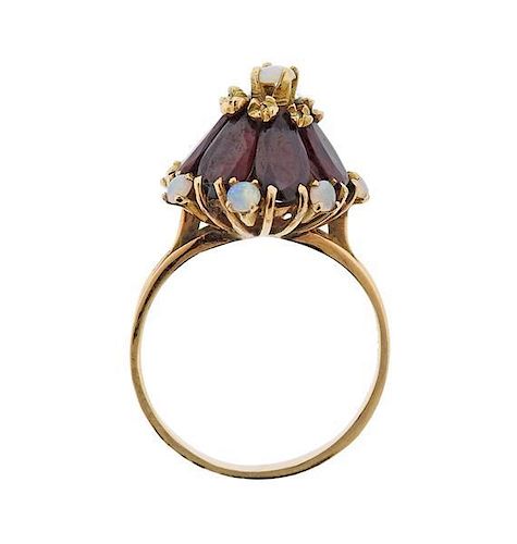 14k Gold Opal Garnet Ring