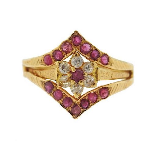 20k Gold Color Stone Drop Ring