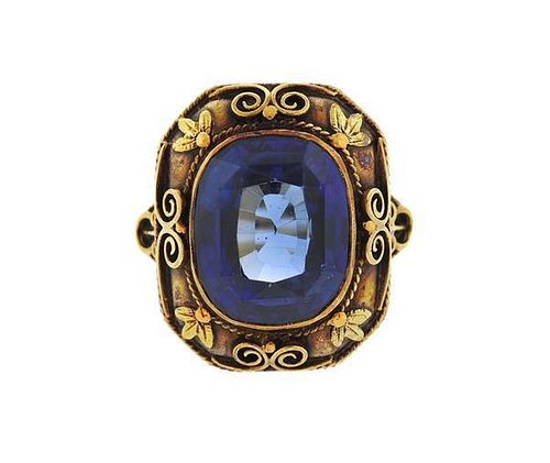 Antique 14K Gold Blue Stone Ring