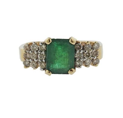 LeVian 14K Gold Diamond Emerald Ring