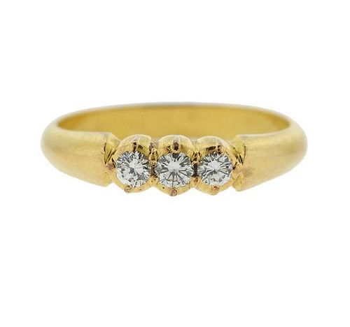 18k Gold Diamond Three Stone Ring