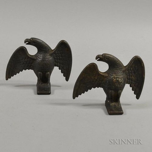 Pair of Cast Iron Spreadwing Eagle Finials, impressed "PAT.JUL.24TH/1900," ht. 5, wd. 6 in.