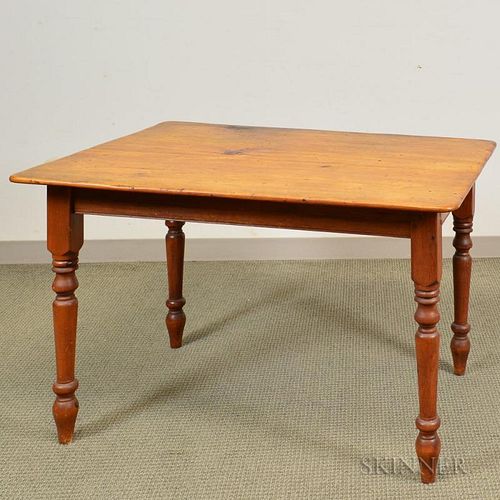 Country Turned Pine Table, ht. 30, wd. 46, dp. 33 in.