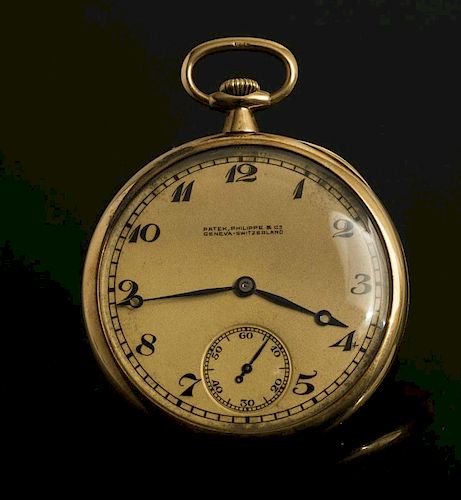 Patek Philippe 18kt Open Face Pocket Watch with Chain & Pocket Knife