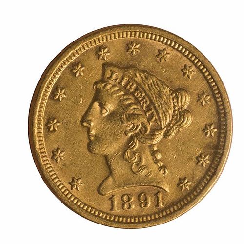 1891 U.S. $2.50 Quarter Eagle AV 55+