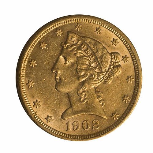1902 U.S. $5.00 Half Eagle AV +