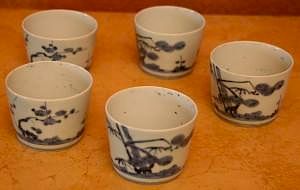 Set of 5 Soba Cups, Japan, !8th Century