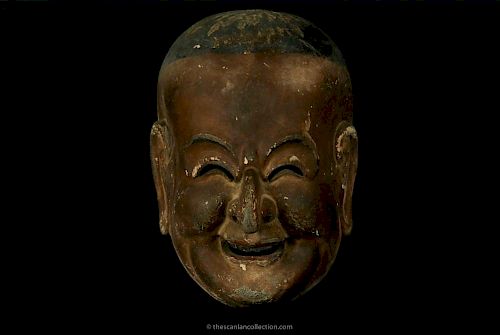 Gigaku Mask of Suikojo, Wood, Japan, 17th century or earlier