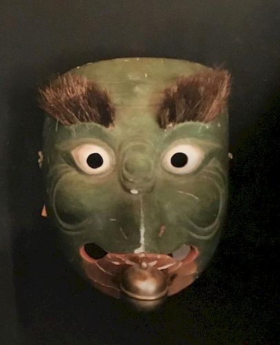 Bugaku Mask of Hassen, Lacquered Wood, Japan, C. 1760