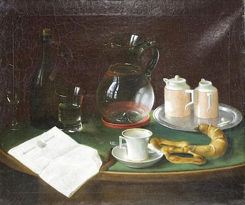 MEURER, Charles. Oil on Canvas. Still Life with