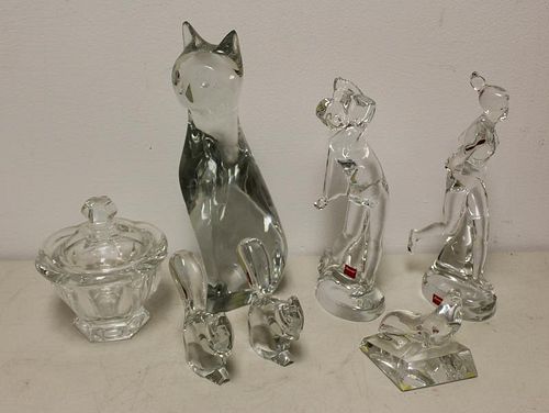 BACCARAT. Lot of Assorted Signed Glass Items.