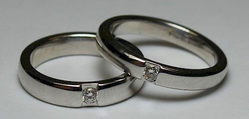 JEWELRY. Pair of 18kt White Gold and Diamond Rings