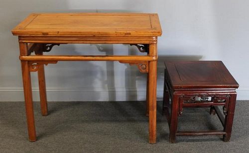 Antique Asian Hardwood Altar Table & a Stand.